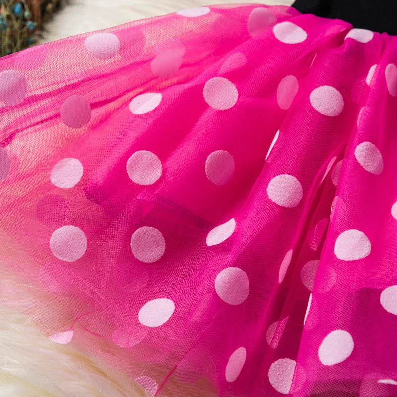 Costume Minnie Mouse pour filles – Robe à pois avec serre-tête et nœud