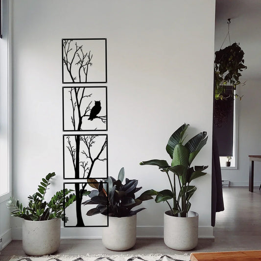 Décoration Murale Arbre et Hibou - Minimaliste et Élégante