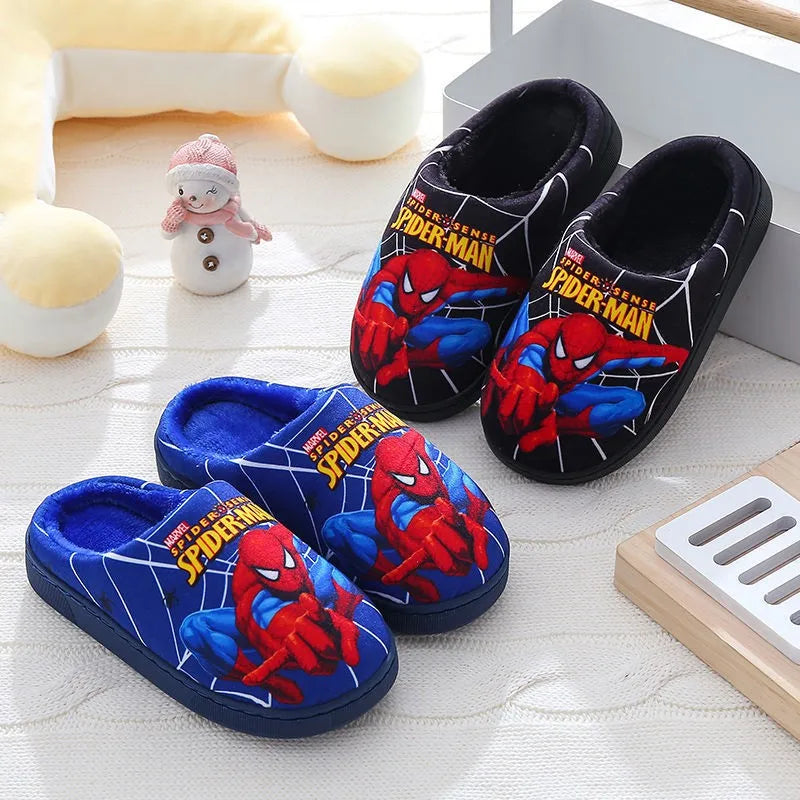 Chaussons Spider-Man pour enfants – Chaussons doux en coton pour intérieur en automne et hiver