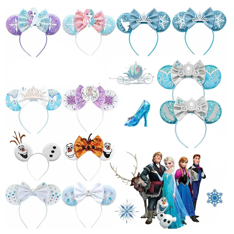 Accessoires cheveux Frozen – Bandeaux oreilles Mickey Mouse Elsa et Anna pour filles