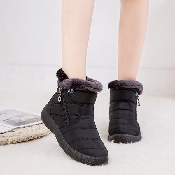 Bottes d'hiver chaudes pour femmes avec fermeture éclair