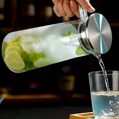 Carafe en Verre avec Couvercle – Idéale pour Jus, Bubble Tea et Boissons Rafraîchissantes d’Été
