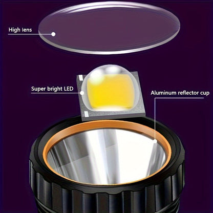 Lampe de poche LED SolarBeam – Rechargeable avec panneau solaire et USB