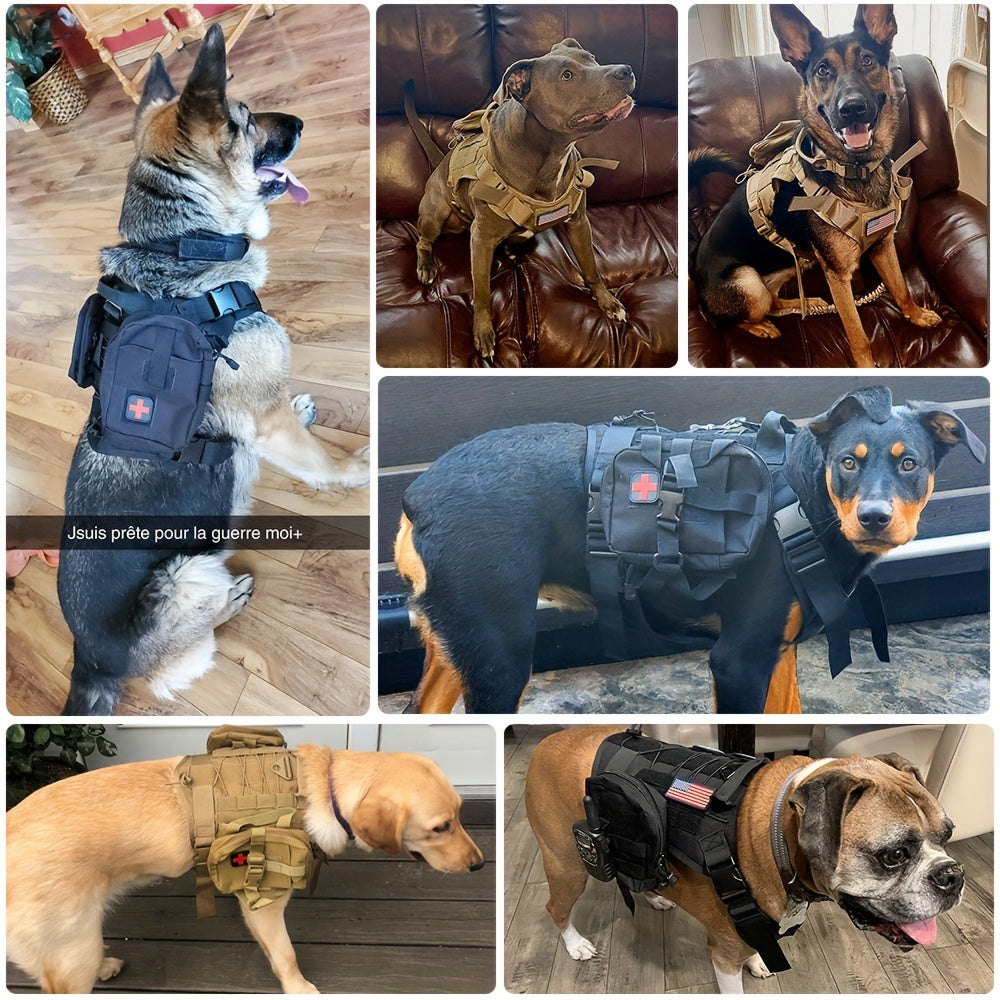 Harnais tactique pour chien avec poches – Nylon durable pour entraînement et aventures