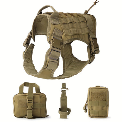 Harnais tactique pour chien avec poches – Nylon durable pour entraînement et aventures