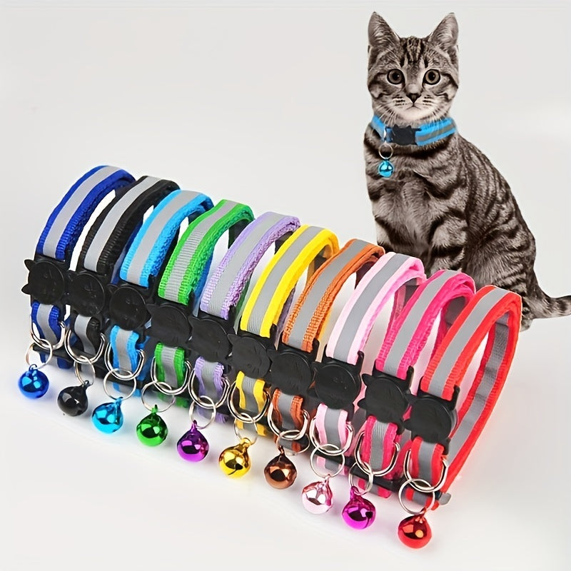 Collier réfléchissant pour chat avec porte-AirTag et clochette – Collier réglable pour visibilité nocturne