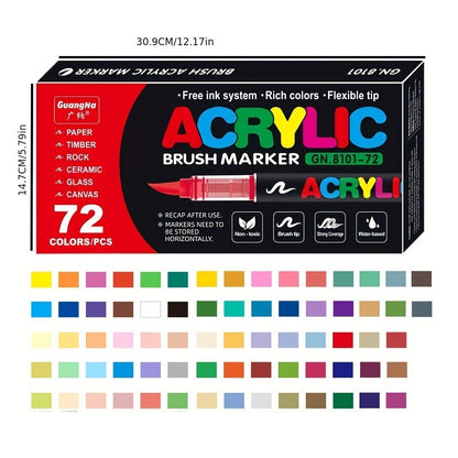 Set de 72 Marqueurs de Peinture Acrylique – Parfait pour la Peinture Créative sur Divers Supports