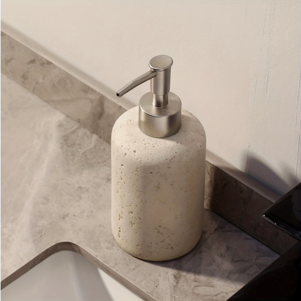 Distributeur de Savon en Résine Marbrée – Élégant Distributeur avec Pompe en Acier Inoxydable pour Salle de Bain ou Cuisine