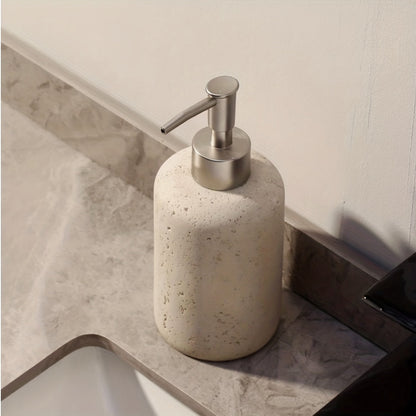 Distributeur de Savon en Résine Marbrée – Élégant Distributeur avec Pompe en Acier Inoxydable pour Salle de Bain ou Cuisine