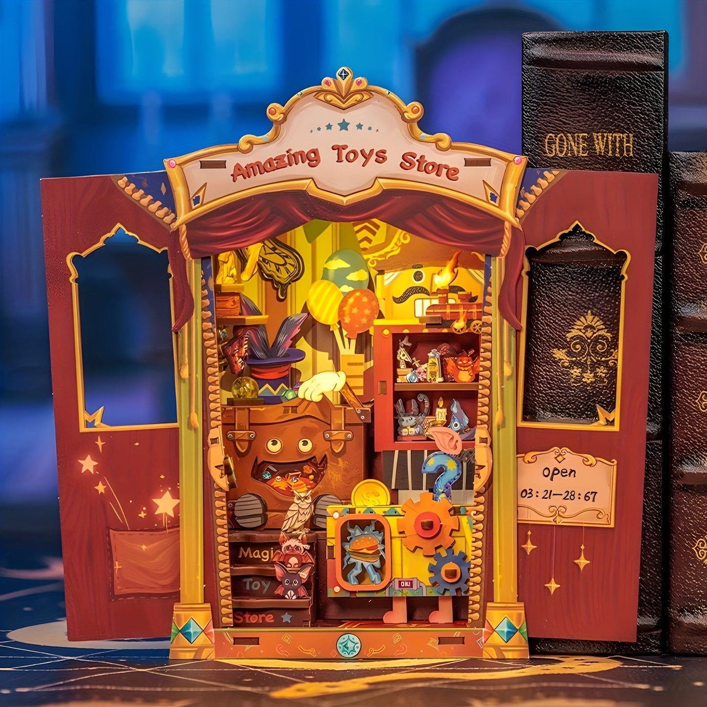 Boutique de livres miniature DIY Hiboux – Kit 3D en bois avec éclairage pour décoration créative