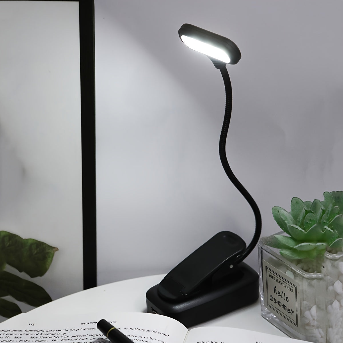 Lampe à pince flexible – Lampe de lecture portable avec col réglable pour la maison ou les voyages