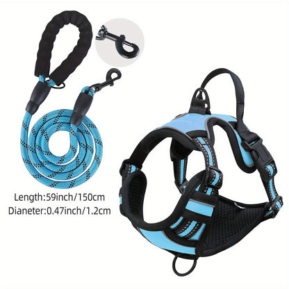 Harnais réfléchissant pour chien avec ensemble laisse – Réglable et sécuritaire pour promenades et entraînement