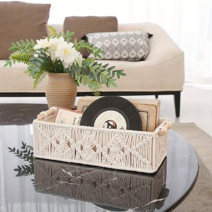Set de 2 Paniers de Rangement Macramé Faits Main – Style Boho Chic pour un Rangement Élégant
