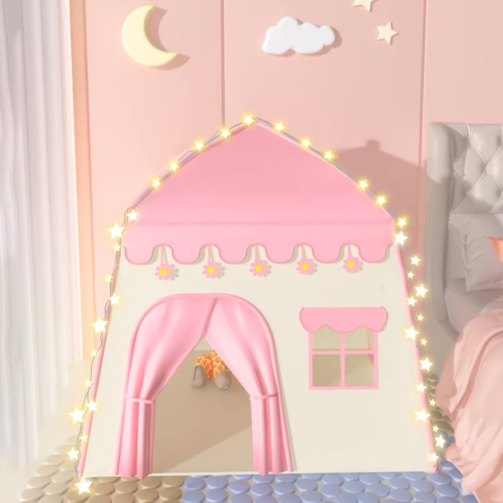Tente princesse fleurs pour enfants – Avec éclairage étoilé et accessoires de jeu