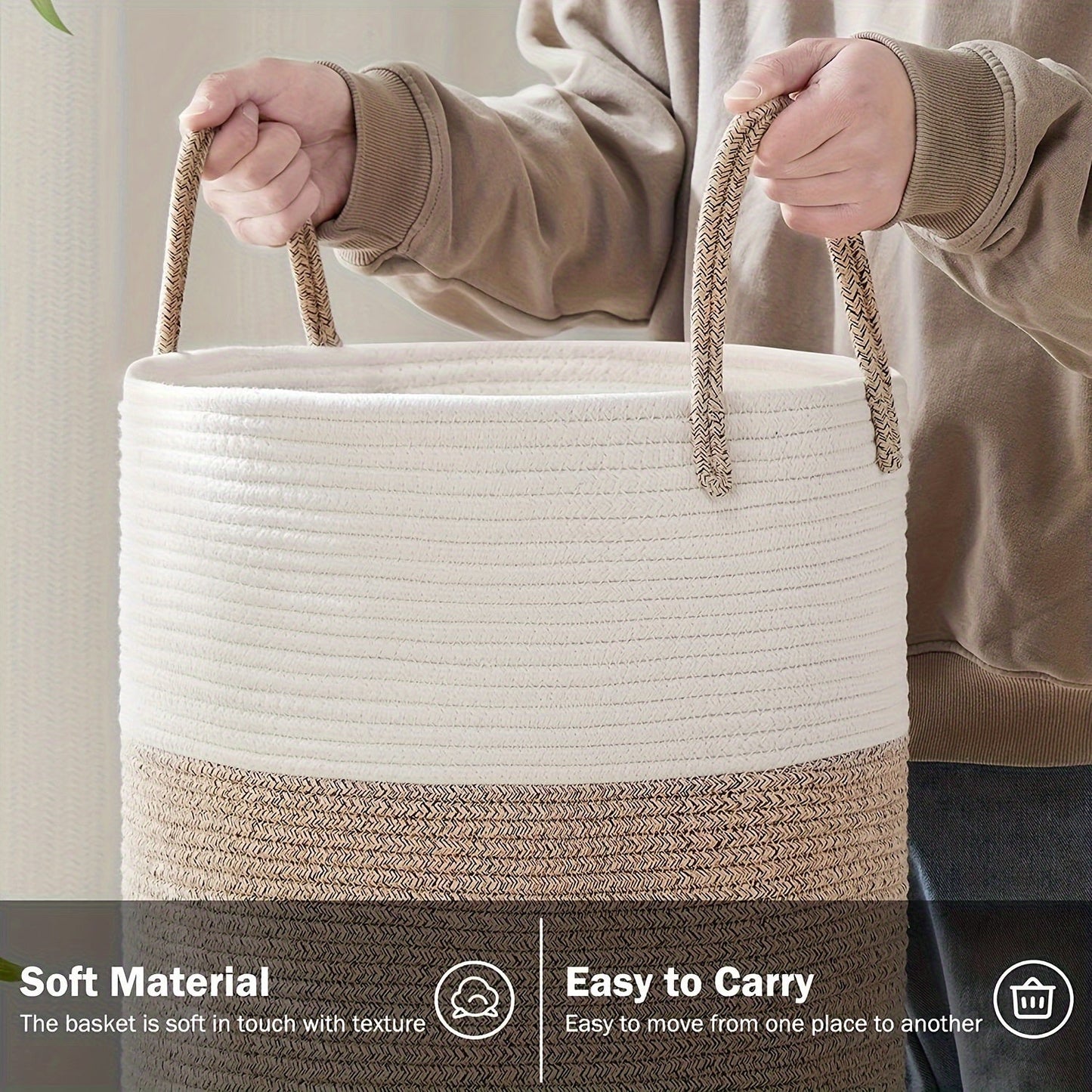 Panier à linge bicolore élégant - Grand volume, pratique et durable