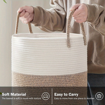 Panier à linge bicolore élégant - Grand volume, pratique et durable