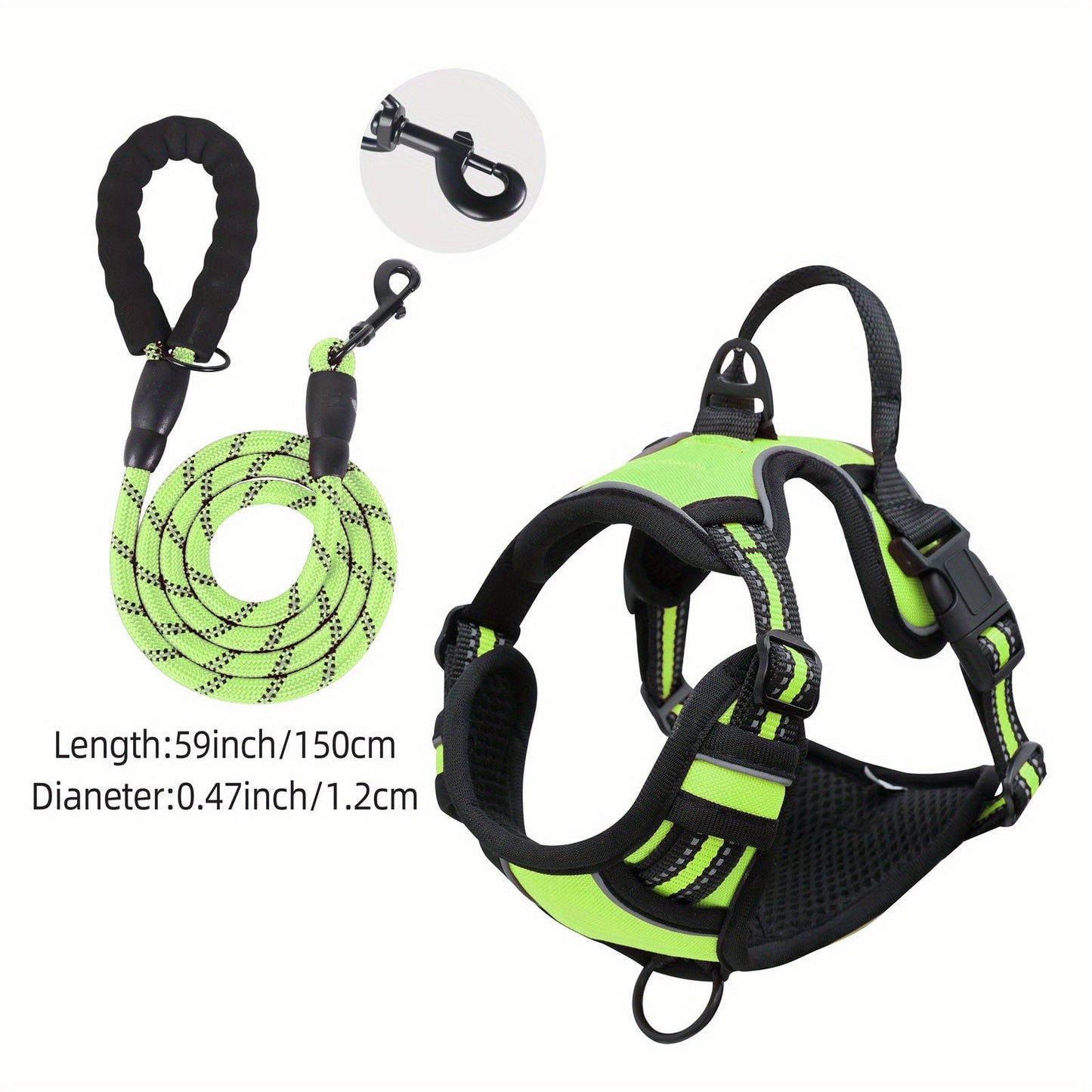 Harnais réfléchissant pour chien avec ensemble laisse – Réglable et sécuritaire pour promenades et entraînement