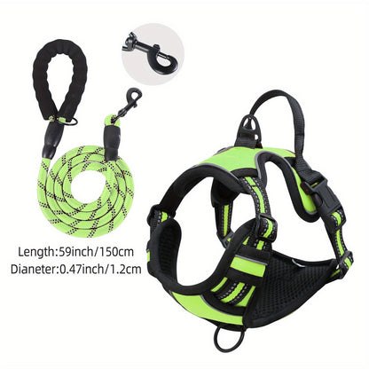 Harnais réfléchissant pour chien avec ensemble laisse – Réglable et sécuritaire pour promenades et entraînement