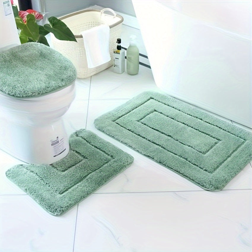 Set de Tapis de Salle de Bain en Microfibres Ultrafines 3 Pièces – Séchage Rapide et Absorbant