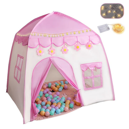 Tente princesse fleurs pour enfants – Avec éclairage étoilé et accessoires de jeu