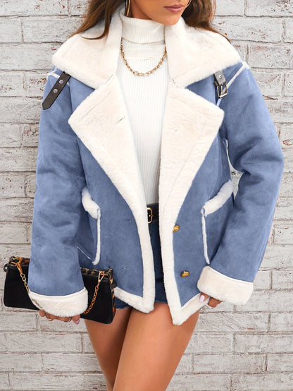 Manteau d’Hiver en Peluche à Revers – Stylé et Chaud pour les Mois Froids