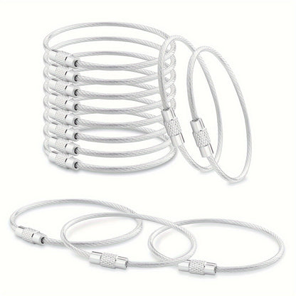 Set de 10 Porte-clés Câble en Acier – Porte-clés Durables pour Voyage et Activités de Plein Air