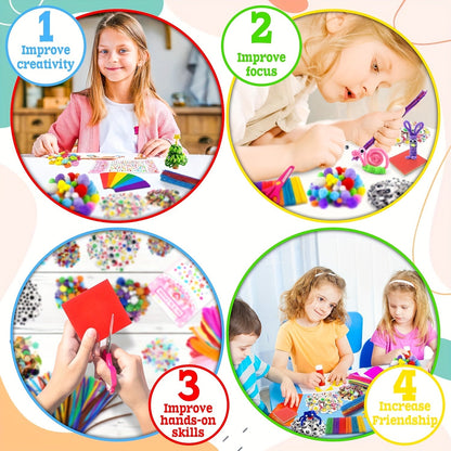 Set complet de bricolage pour enfants – Ensemble créatif avec autocollants, bâtonnets, plumes et plus