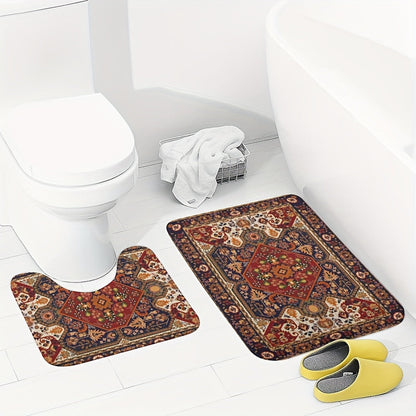 Set de Tapis de Salle de Bain Inspiré de la Perse – Absorbant et Antidérapant