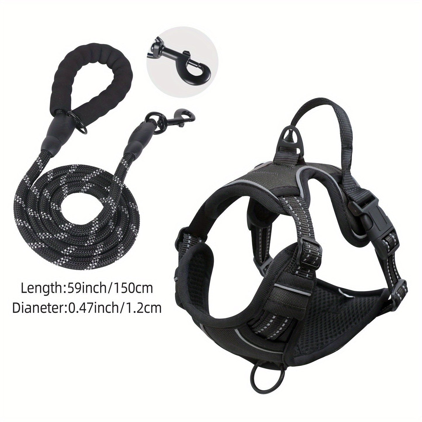 Harnais réfléchissant pour chien avec ensemble laisse – Réglable et sécuritaire pour promenades et entraînement