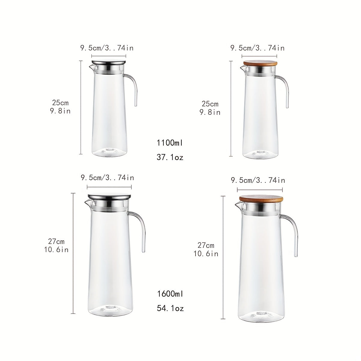 Carafe en Verre avec Couvercle – Idéale pour Jus, Bubble Tea et Boissons Rafraîchissantes d’Été