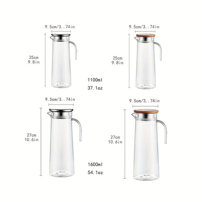 Carafe en Verre avec Couvercle – Idéale pour Jus, Bubble Tea et Boissons Rafraîchissantes d’Été