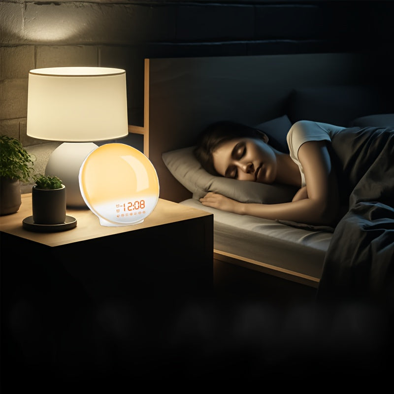 Réveil digital Halo Light – Réveil effet lever de soleil avec alimentation USB et double fonction alarme