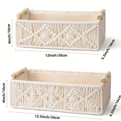 Set de 2 Paniers de Rangement Macramé Faits Main – Style Boho Chic pour un Rangement Élégant