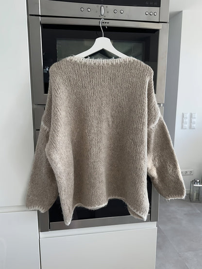 Pull à épaules dénudées à blocs de couleur - Décontracté et confortable pour l’automne et l’hiver