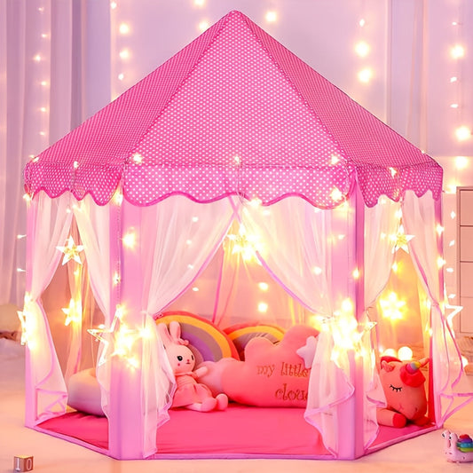 Tente de jeu princesse avec éclairage étoilé – Parfaite pour jouer à l’intérieur ou à l’extérieur