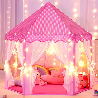 Tente de jeu princesse avec éclairage étoilé – Parfaite pour jouer à l’intérieur ou à l’extérieur