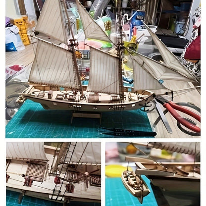 Modèle classique de voilier en bois – Puzzle 3D détaillé pour passionnés de bateaux