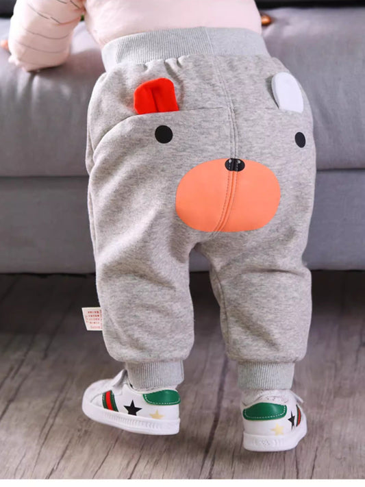 Pantalon de Jogging Adorable avec Motif Ours pour Bébés – Idéal pour les Aventures en Plein Air au Printemps et en Automne