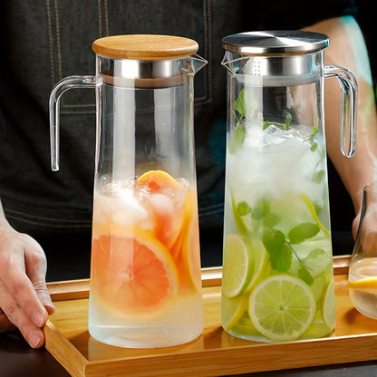 Carafe en Verre avec Couvercle – Idéale pour Jus, Bubble Tea et Boissons Rafraîchissantes d’Été