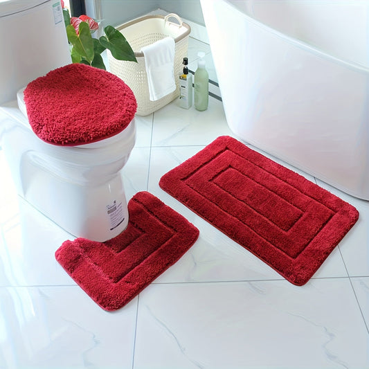 Set de Tapis de Salle de Bain en Microfibres Ultrafines 3 Pièces – Séchage Rapide et Absorbant