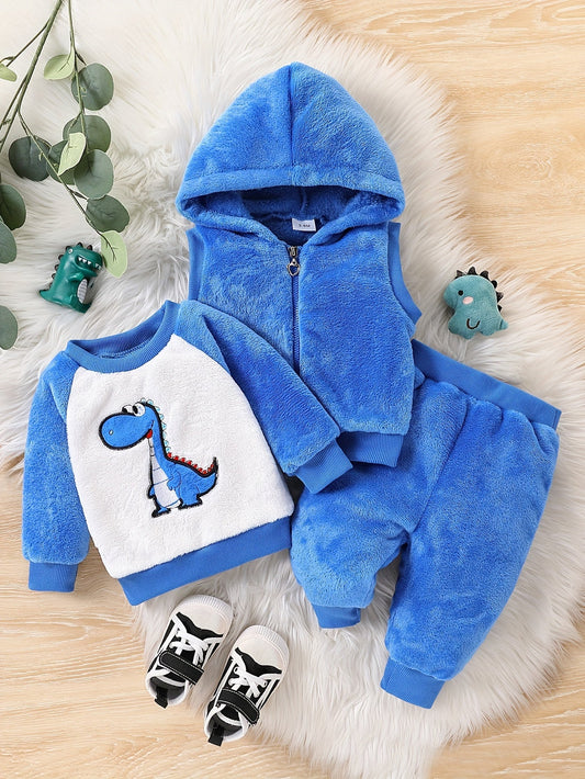 Ensemble 3 Pièces en Flanelle pour Bébé Garçon – Idéal pour les Journées Froides d’Hiver