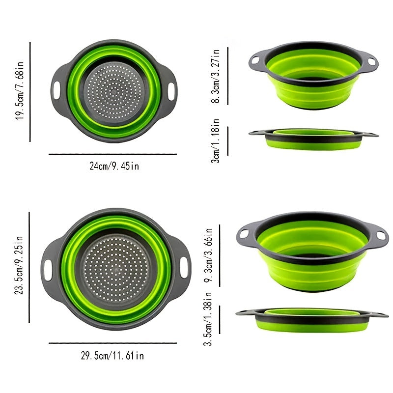 Set de Passoires en Silicone Pliables – Parfaites pour Pâtes, Légumes et Fruits
