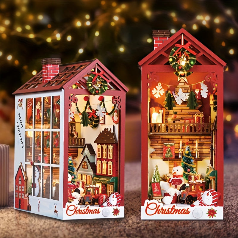 Maison miniature de Noël DIY – Kit de puzzle 3D pour décoration festive
