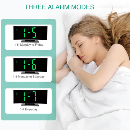 Réveil projecteur digital – Affichage LED et fonction snooze avec luminosité réglable