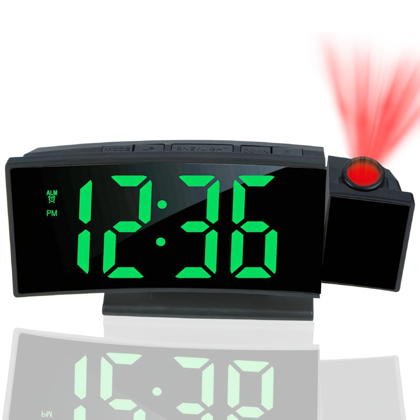 Réveil projecteur digital – Affichage LED et fonction snooze avec luminosité réglable