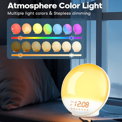 Réveil digital Halo Light – Réveil effet lever de soleil avec alimentation USB et double fonction alarme
