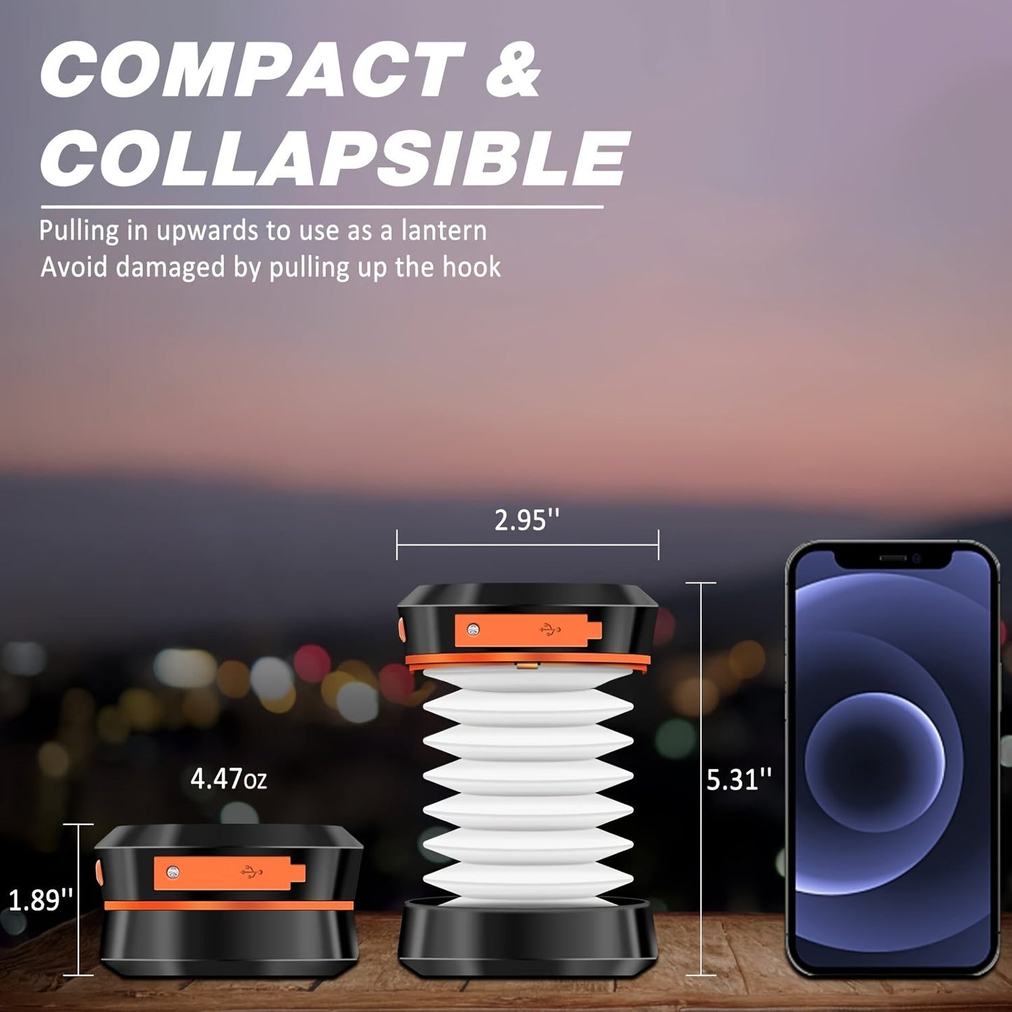 Lampe de camping pliable - Lampe LED rechargeable pour activités de plein air et urgences