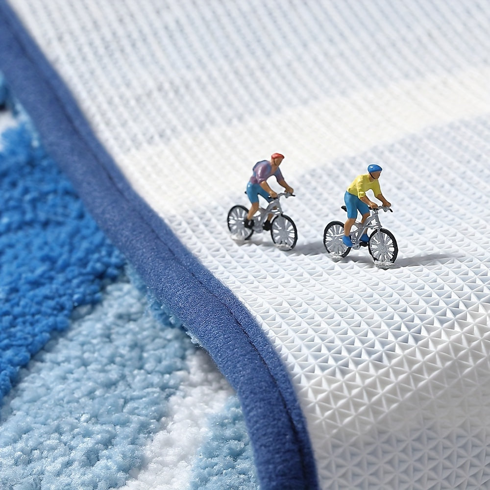 Tapis de Salle de Bain Géométrique – Absorbant et Doux avec Dessous Antidérapant