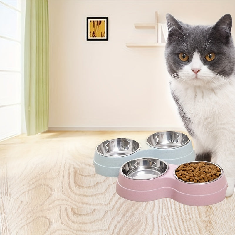 Gamelle double en acier inoxydable pour animaux – Parfaite pour manger et boire