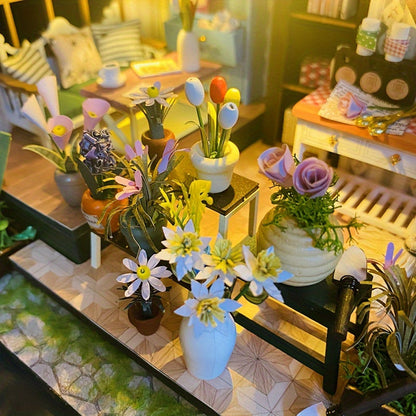 Maison-serre miniature DIY avec éclairage – Puzzle 3D fait main pour décoration créative